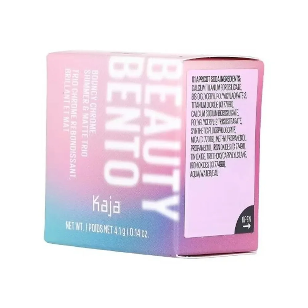 Kaja Beauty Bento, Bouncy Chrome, Shimmer & Matte Eyeshadow Trio, Peach Madeline